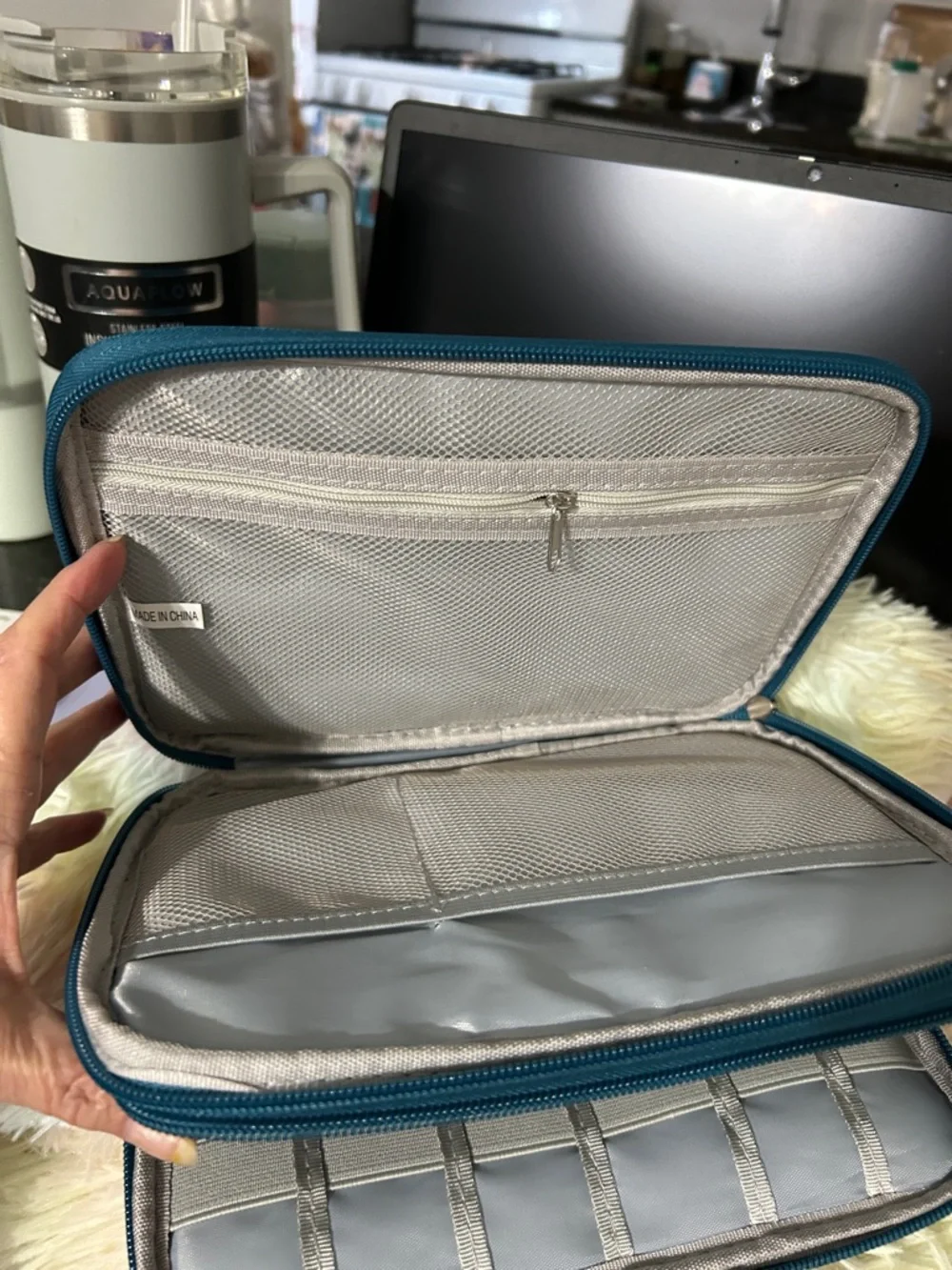 Teal Tablet Carrying Case - Protective Sleeve with Wrist Strap